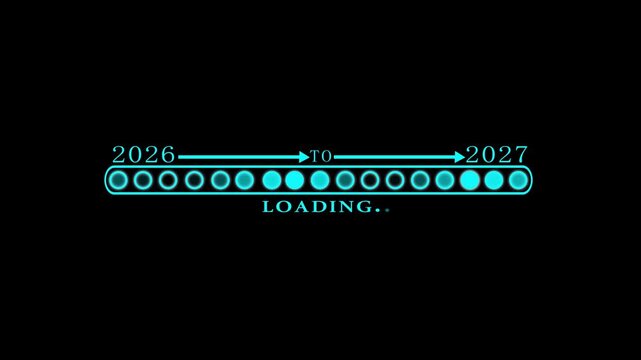 Business Transition from 2026 to 2027 with Digital Progress Loading Bar Enterprise Transformation Goal Tracking Productivity Improvement and Business time line animation.
