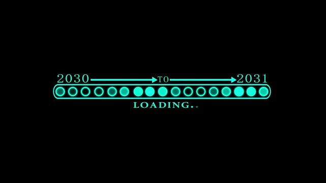 Business Transition from 2030 to 2031 with Digital Progress Loading Bar Enterprise Transformation Goal Tracking Productivity Improvement and Business time line animation.