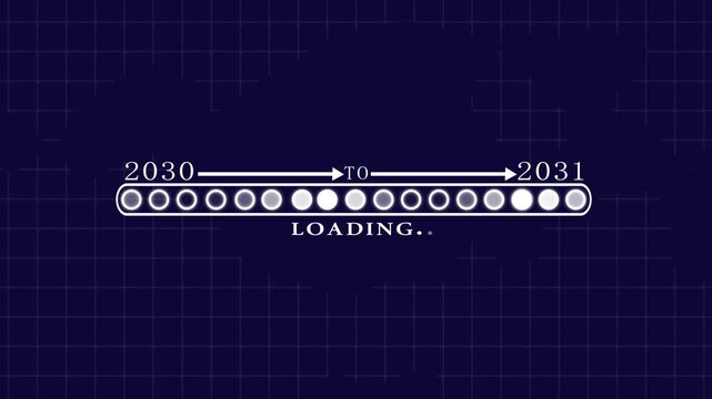 Business Transition from 2030 to 2031 with Digital Progress Loading Bar Enterprise Transformation Goal Tracking Productivity Improvement and Business time line animation.