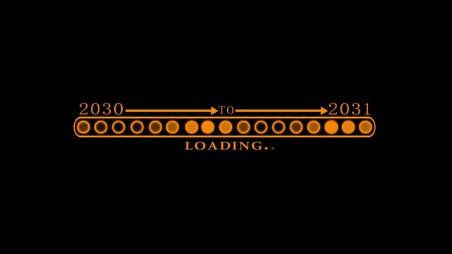 Business Transition from 2030 to 2031 with Digital Progress Loading Bar Enterprise Transformation Goal Tracking Productivity Improvement and Business time line animation.