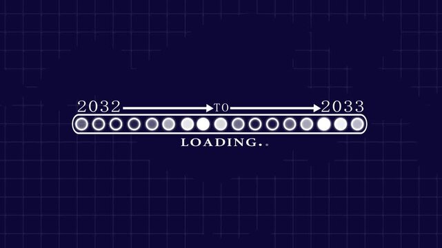 Business Transition from 2032 to 2033 with Digital Progress Loading Bar Enterprise Transformation Goal Tracking Productivity Improvement and Business time line animation.