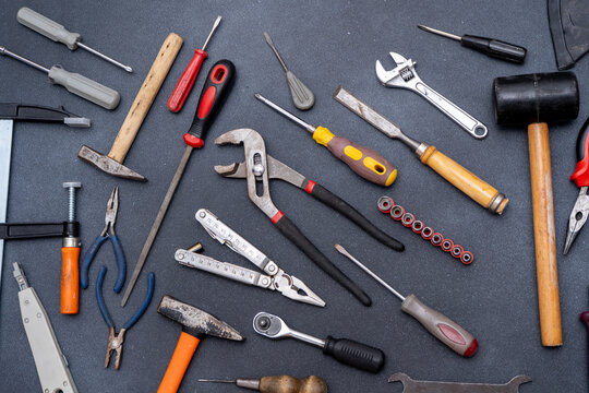 various Hand Tools repair Equipment Background