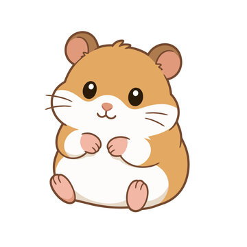 cute cartoon hamster sitting with paws together and a sweet smile