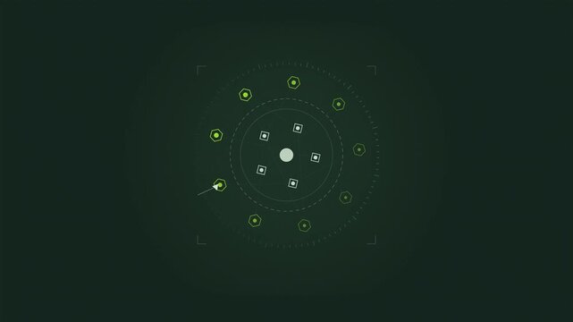 Abstract animated attackers drawn into a decoy network drawn as green and teal lines and shapes on a deep dark background. Seamless looping 4K motion graphics video with free space for text, ideal for
