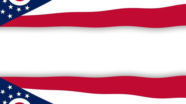 Ohio State Flag Animated Border Frame Background with White Copy Space.