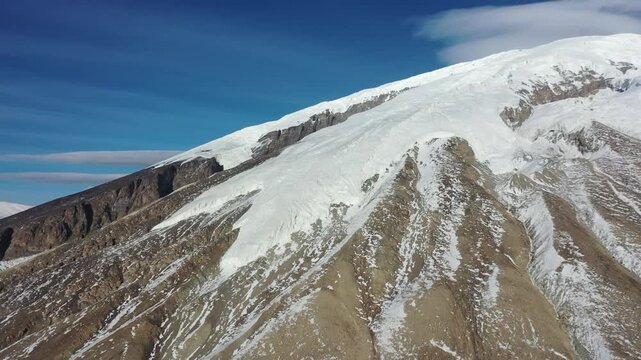 Aerial drone view of the majestic Muztagh Ata glacier in Xinjiang, China