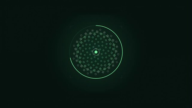 Abstract animated employees attesting to a policy in sequence drawn as cool blue-white lines and shapes on a deep dark background. Seamless looping 4K motion graphics video with free space for text, i