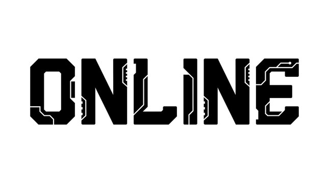 Online Tech Cyberpunk Style Text Design Element