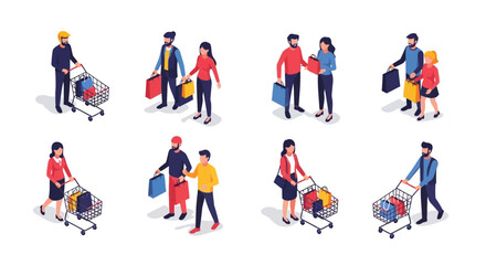Fototapeta premium Vibrant and clean isometric vector illustration featuring modern geometric designs and colorful 3D elements isolated on a plain background for professional business and tech use.
