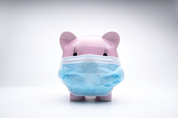 Pink Piglet with Surgical Mask Health Safety Concept © Nguyen