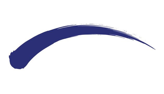 Artistic dark blue paint stroke or brush sweep isolated on a clean white background representing creative paint.
