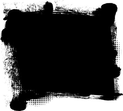 black ink brush painting banner panel artistic grunge style abstract background