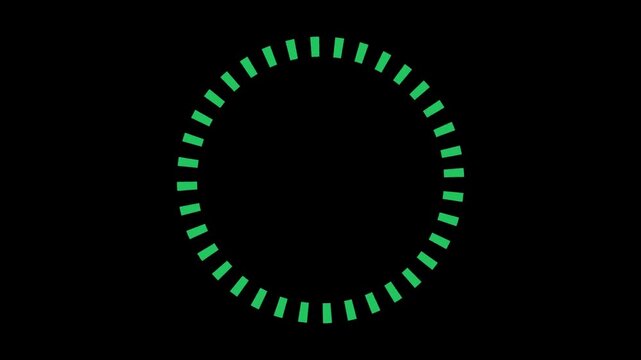 Minimalist green circular loading progress bar icon animation on a black background for digital UI