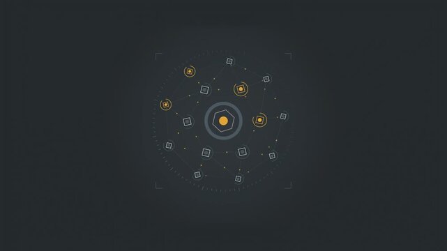 Abstract animated compute distributed across an edge mesh drawn as cool blue-white lines and shapes on a deep dark background. Seamless looping 4K motion graphics video with free space for text, ideal