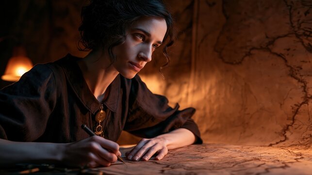 female cartographer creating a map