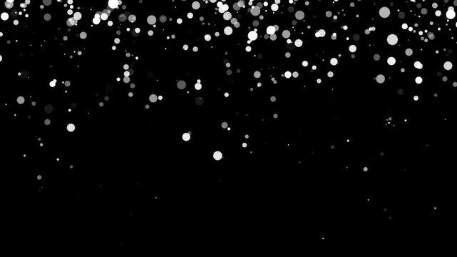 white dust particle burst seamless 4k loop. glittering dust floating with bright star bursts with bokeh flowing falling down, luxury abstract overlay on black background.