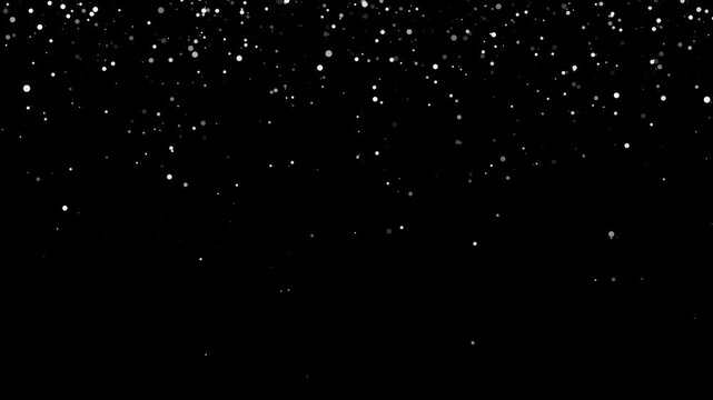 white dust particle burst seamless 4k loop. glittering dust floating with bright star bursts with bokeh flowing falling down, luxury abstract overlay on black background.