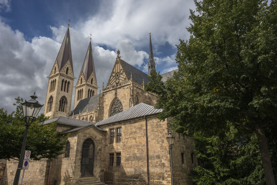 Magnificent gothic architecture of Halberstadt Cathedral in Germany