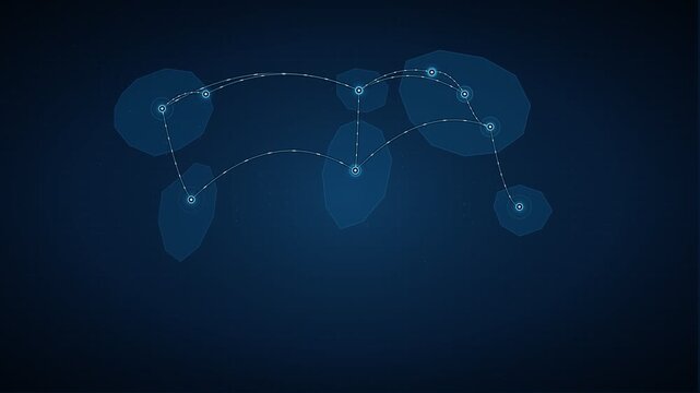 Digital blue glowing globe showing global network and world map