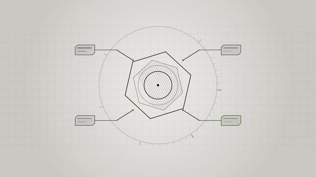 Abstract animated callout line pointing to a label drawn as cool blue-white lines and shapes on a bright, clean light background. Seamless looping 4K motion graphics video with free space for text, id