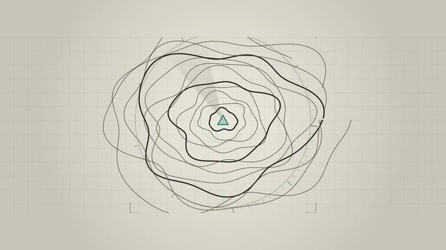 Abstract animated topographic contour lines drawing themselves drawn as cool blue-white lines and shapes on a bright, clean light background. Seamless looping 4K motion graphics video with free space 