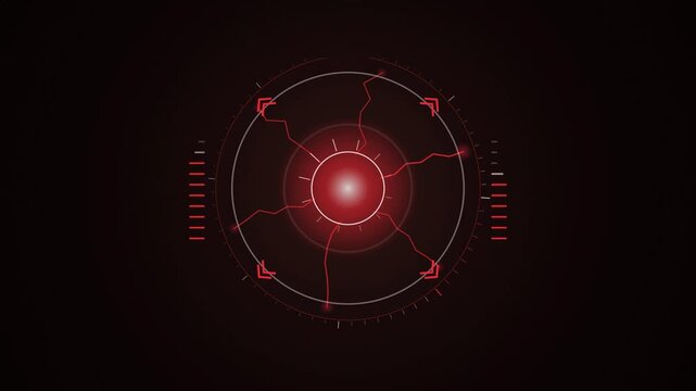 Abstract animated overload warning flickering under surge drawn as coral and magenta lines and shapes on a deep dark background. Seamless looping 4K motion graphics video with free space for text, ide