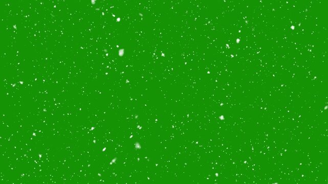 realistic snowflake green screen. falling snowflake particles with realistic Christmas snowfall effect. holiday overlay for video editing. seamless 4k loop animation. abstract Christmas holiday effect