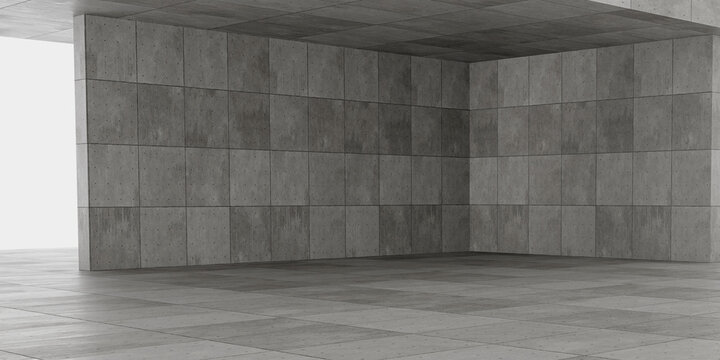 Minimalist Brutalist Concrete Structure and Space