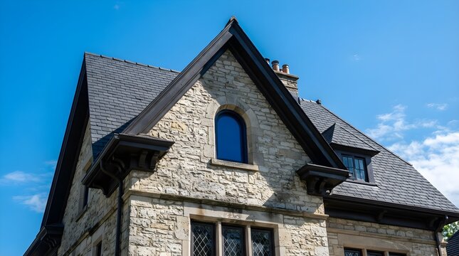 Gothic Revival Architecture Details Stone Facade and Steeply Pitched Roof