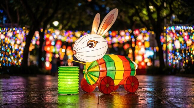 Rabbit lantern display at midautumn festival