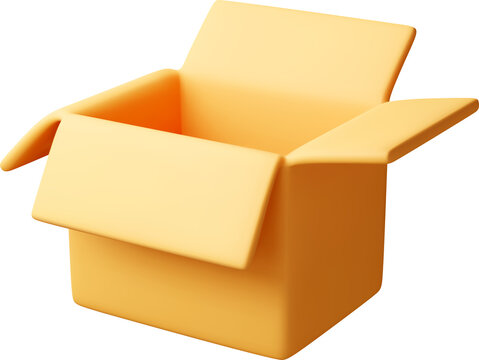 3D Open cardboard box icon