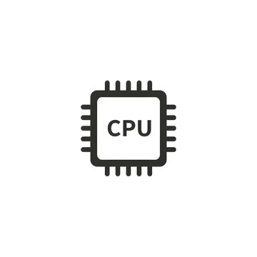 CPU Central Processing Unit Microchip Vector Icon Isolated on White Background