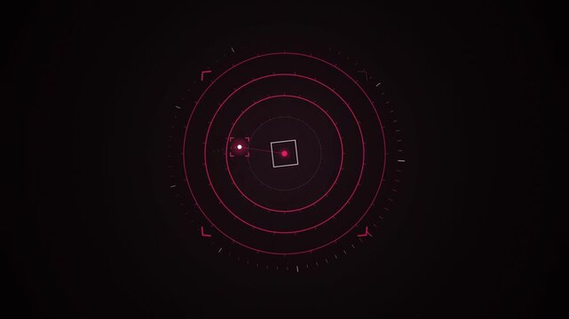 Abstract animated proximity ring alerting to a nearby threat drawn as cool blue-white lines and shapes on a deep dark background. Seamless looping 4K motion graphics video with free space for text, id