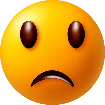 3D Sad Yellow Emoji With Unhappy Expression