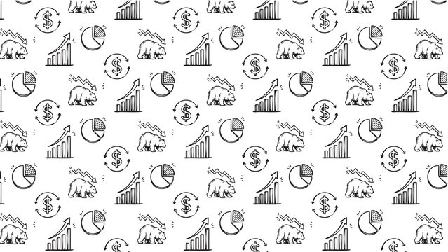 finance stock market trading vector doodle pattern 