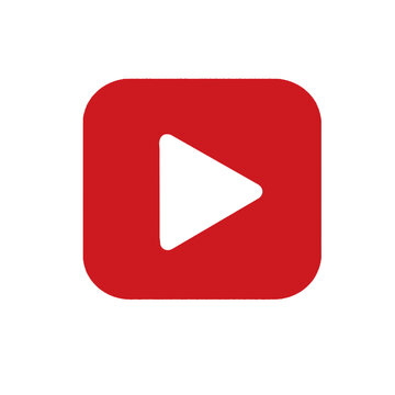 Universal red play button icon for modern video playback interfaces and multimedia content applications