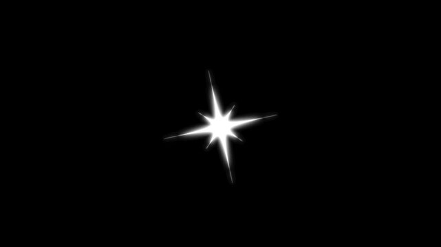 Sparkling star twinkle glitter white cartoon doodle animation,white doodle cartoon blinking stars with transparent alpha background for festive overlays.4k