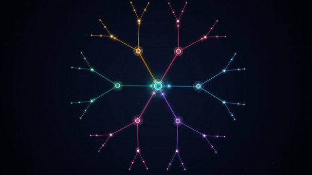 Animated mind map with glowing light bulb for business idea brainstorm