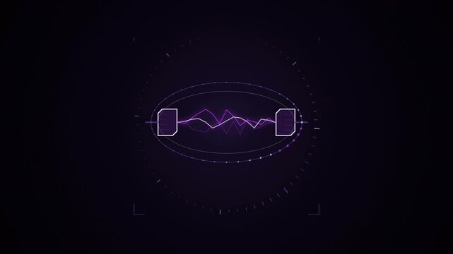 Abstract animated plasma arcing in a discharge loop drawn as violet and blue lines and shapes on a deep dark background. Seamless looping 4K motion graphics video with free space for text, ideal for t