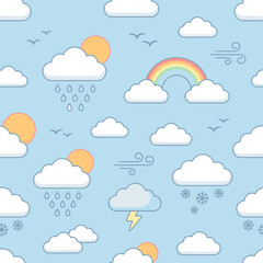 Obraz premium Colorful Weather Illustration Background for Kids and Education