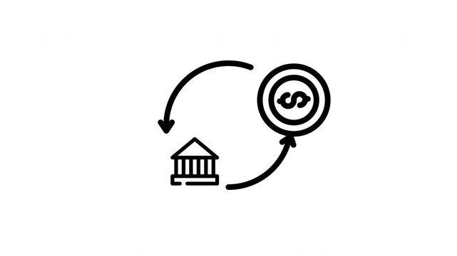 Transaction bank sign with arrows indicating money flow in and out. Ideal for finance, banking, investments, economy concepts in presentations.