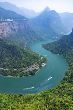 Aerial view of the Yangtze River Three Gorges canyon landscape in China