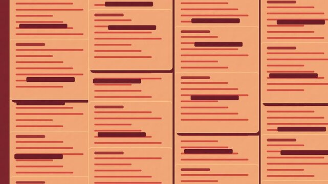 Persimmon orange and burgundy redacted documents cascading in a seamless privacy background