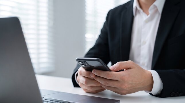 digital communication and business networking concept with smartphone messaging, feedback cycle, and team collaboration in a corporate environment.