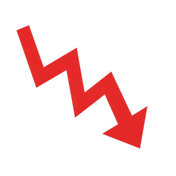 Red zigzag arrow pointing down representing financial loss and economic decline