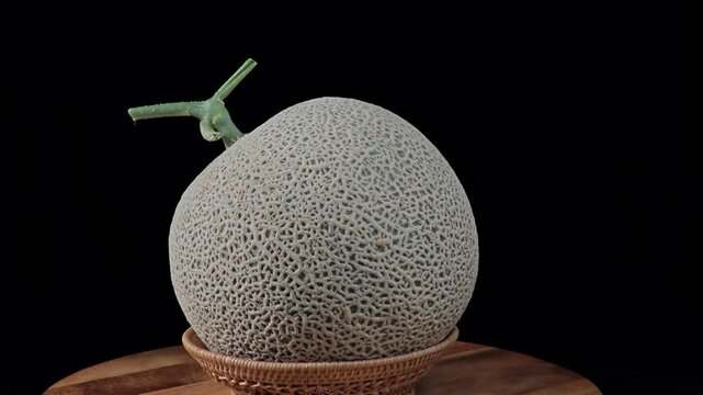 Fresh melon on black background.