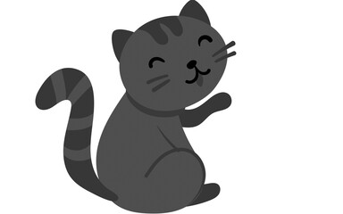 Cute Gray Cat Cartoon Illustration Isolated on White © Parveen