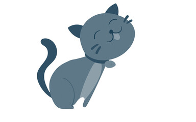 Cute Blue Cat Cartoon Illustration Isolated on White © Parveen