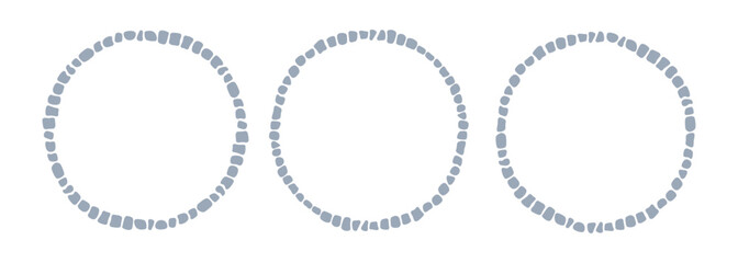 Fototapeta premium Antique stone mosaic circle frame set. Decorative Greek style round border. Abstract brick mosaic frame. Rome rock circle border. Design art element. Vector illustration isolated on white background.