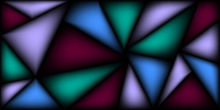 Stained glass style geometric art featuring colorful triangles for modern digital wallpapers or elegant website interface background designs.
